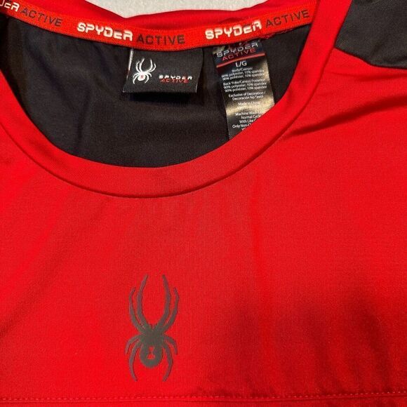 Spyder Shirt‎ Mens Large Active Athletic Red Center Chest Logo Back Logo - Picture 2 of 9